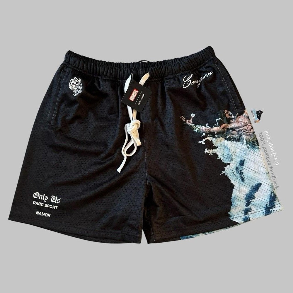 Darc Sport x Marvel "Corazon" Namor Mesh Shorts Men's Medium NWT